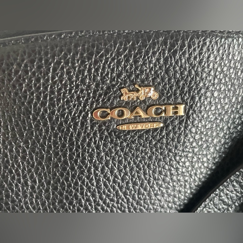 Coach Kelsey Satchel Black Leather Bag with Gold Accents Cross body - Picture 3 of 8